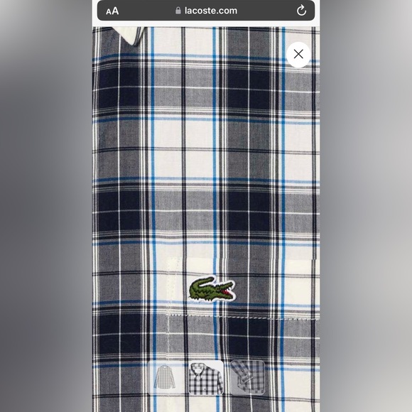 Lacoste Gingham Print Button Down Shirt Size:42 (Men’s L) - Picture 6 of 8
